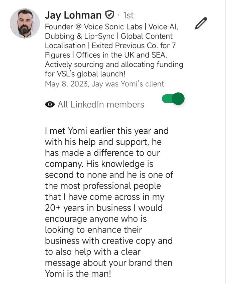 Jay Lohman testimonial