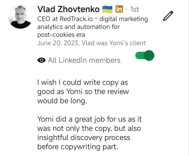 Vlad Zhovtenko testimonial